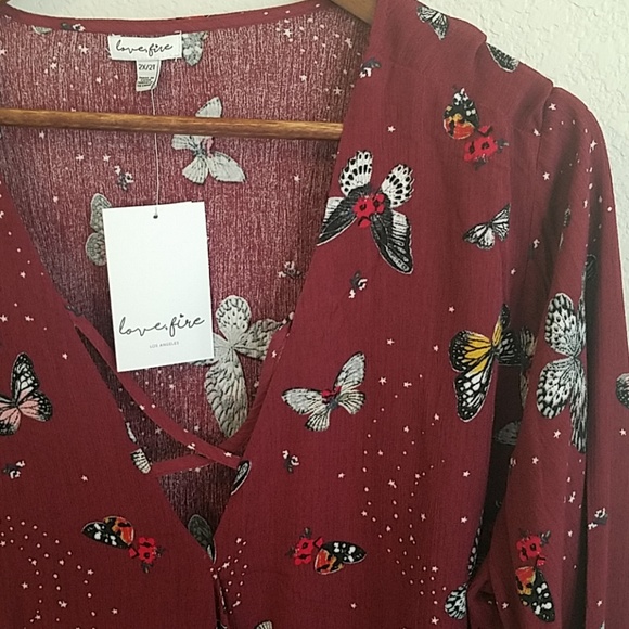 NWT Lovefire Burgundy Asymmetrical Tunic 2X - Picture 5 of 6